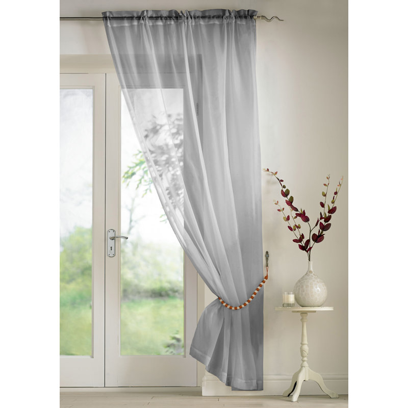 Billerica Sheer Curtain Single Panel, 145 W x 137 D cm, Silver