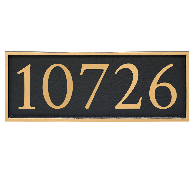 Serif 1-Line Wall Address Plaque, Black, Gold