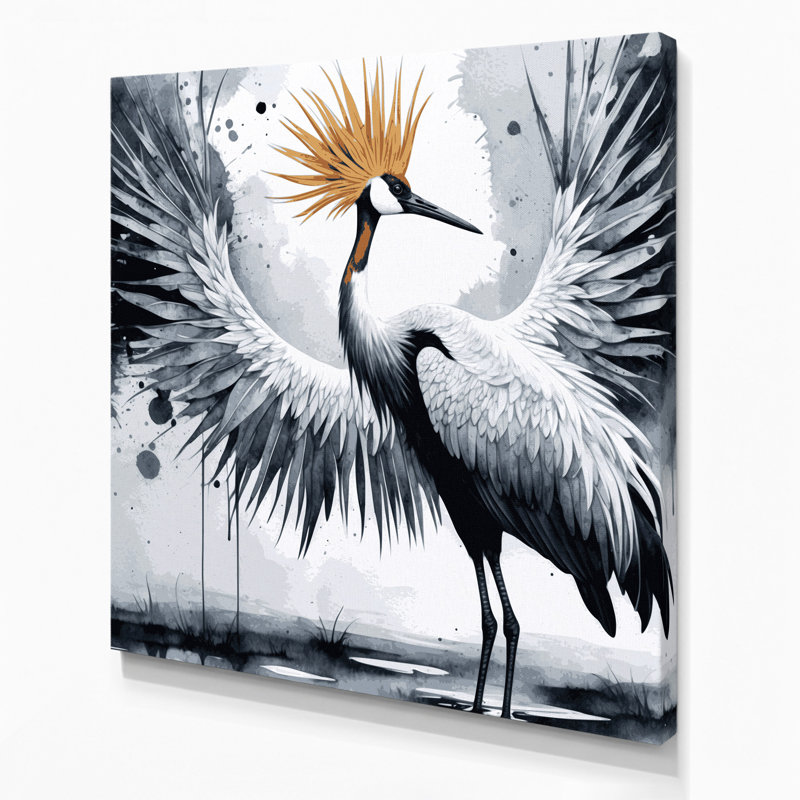 Faune grise couronnée, art mural sur toile grise, H 8 po x l 8 po