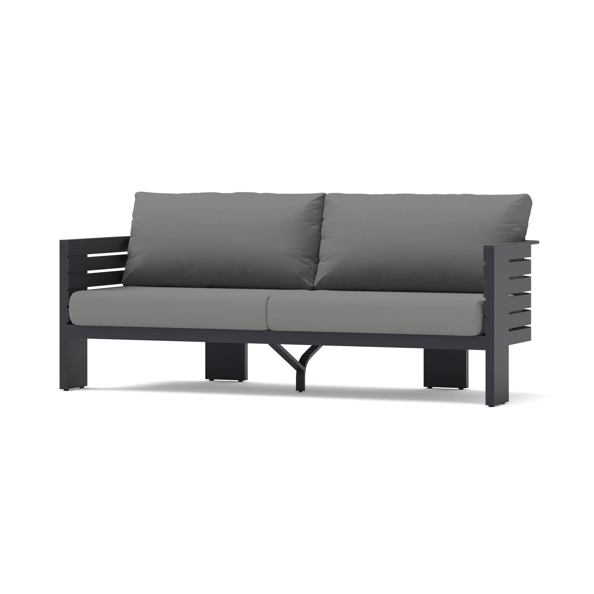 Ari 80In Outdoor Patio Sofa, Charcoal Gray