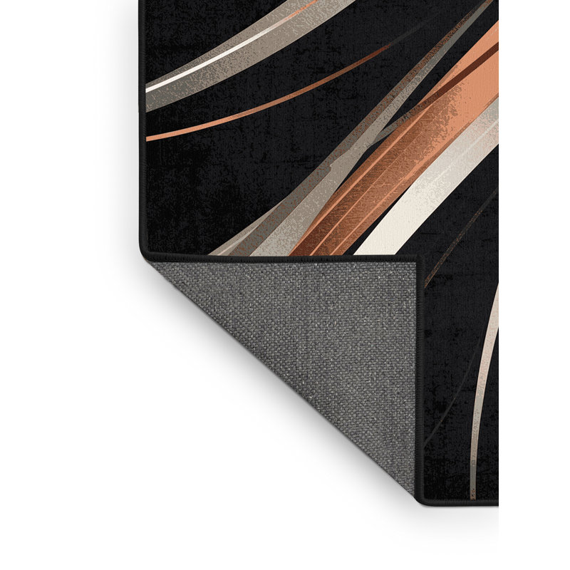 Tapis gris moelleux à motif de barres asymétriques Soft Plush Eilers Gymnastic, 4 x 6