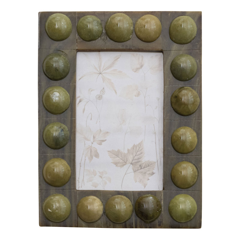 Handmade Marbled Resin Bobbin Photo Frame, Green, 4" W x 6" H Green