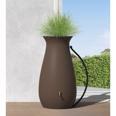65 Gallon Plastic Rain Barrel with Planter Top