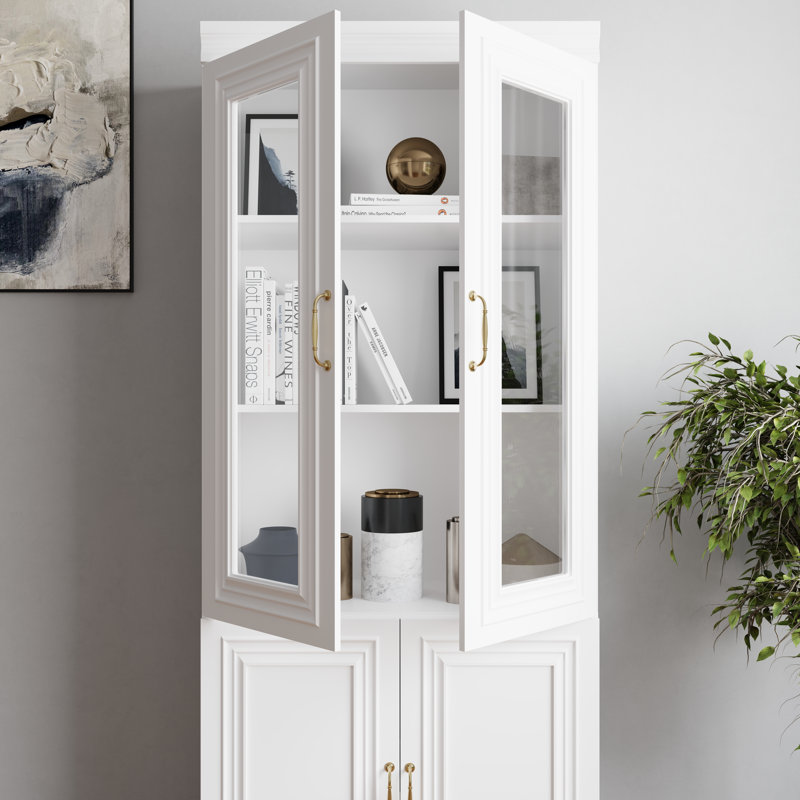 Bibliothèque avec portes vitrées, Blanc