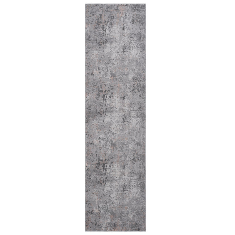 2X8 Abstract Runner Rug, Runner 2'2" x 8', Gray/White