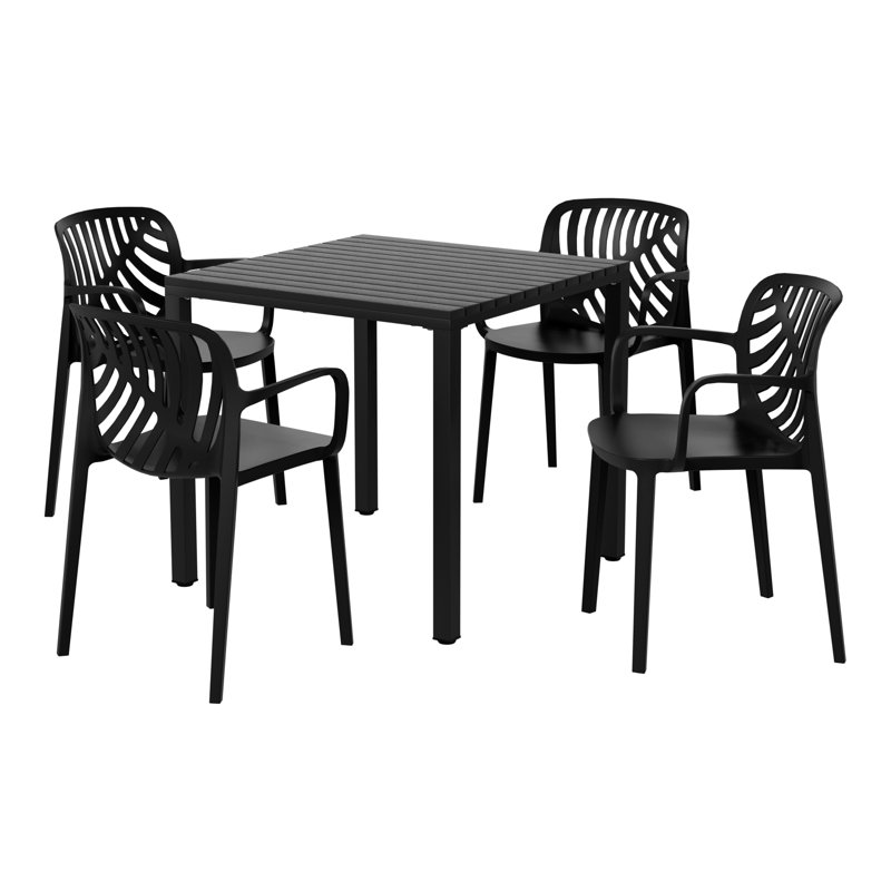 Ensemble repas carré pour 4 personnes, Noir