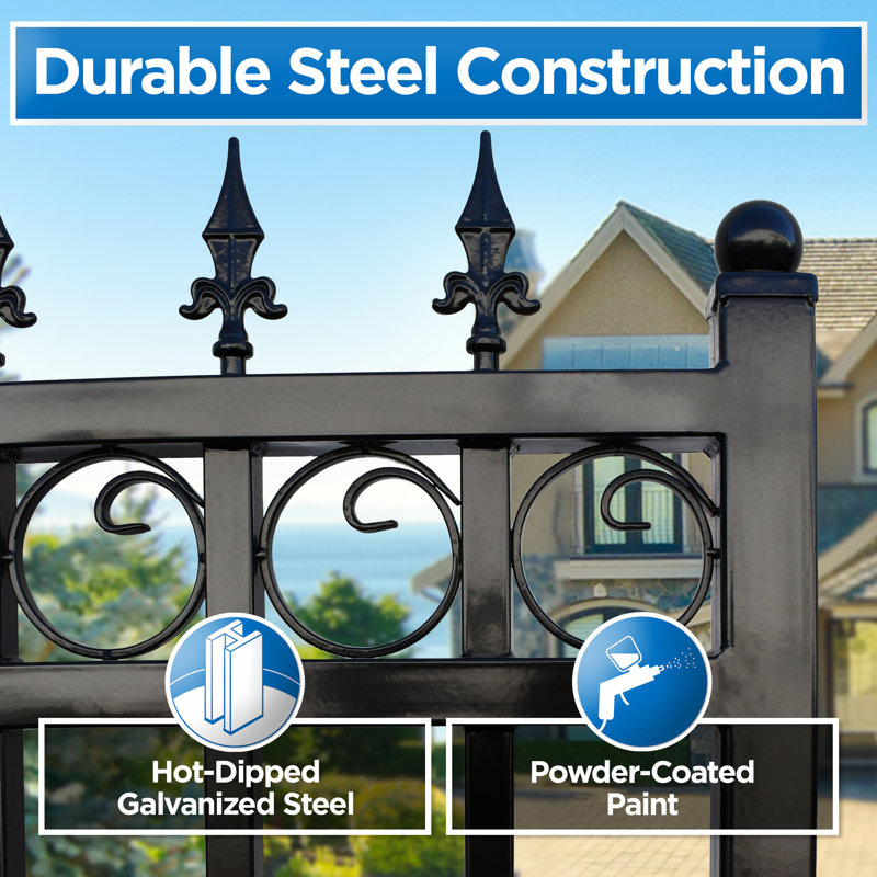 Paris Style Black Steel Arched Sliding Driveway Gate