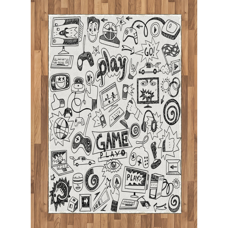 Video Games High Density Long Fiber Poly Threads Decorative Area Rug Carpet, Rectangle 4' x 5'8"