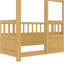  Lit de plancher en bois avec cadre de toit de maison, garde-corps de clôture-131094908