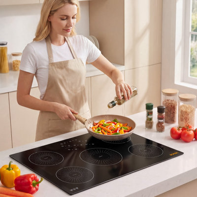Plaque de cuisson à induction 36 pouces, 5 brûleurs, cuisinière électrique intégrée 220V 9200W, brûleur à induction pour la cuisine, avec 9 niveaux de puissance, écran tactile à DEL, surface en vitrocéramique, verrou pour enfant