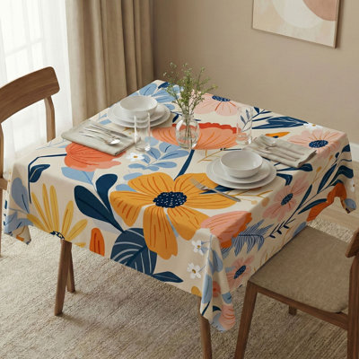 Eloan Premium Tablecloth (55 x 55 Inches), 50% Cotton & 50% Polyester, Washable & Ironable | Machine Wash Safe at 86°F, Tumble Dryer Safe | Elegant Design for Dining Room & Special Occasions, Easy Care & Durable