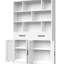 Bibliothèque blanche en métal avec tablettes ouvertes, 2 tiroirs et portes pour le bureau à domicile ou le bureau, Stable Stylish