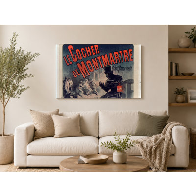 Le Cocher de Montmartre 1890s French Newspaper Vintage Poster Wall Art - Canvas Wall Art
