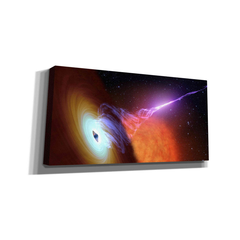 «Black Hole with Jet» - peinture sur toile tendue, H 12 po x l 24 po x P 0,75 po