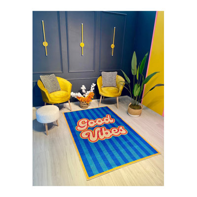 Tapis tissé bleu marine Mosso