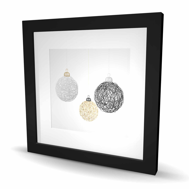 Trois boules de Noël - reproduction encadrée mate pour la décoration intérieure