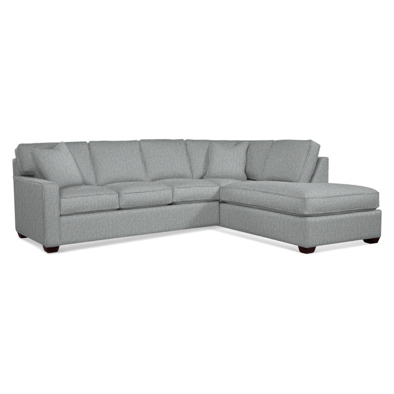 Ellora Upholstered Chaise L-Sectional, Java, Right Hand Facing, Light Blue Performance Fabric; 0851-55