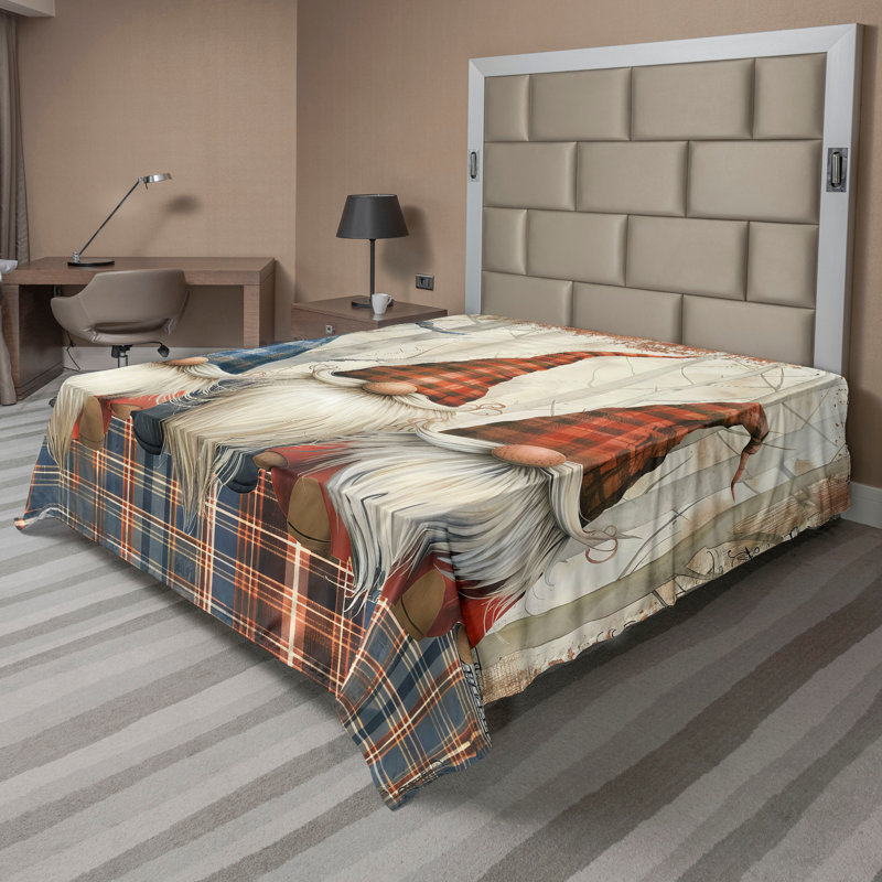 Drap plat moderne de style bohème Ambesonne, Drap plat grand, Blue/Brown/Burnt Sienna Plaid