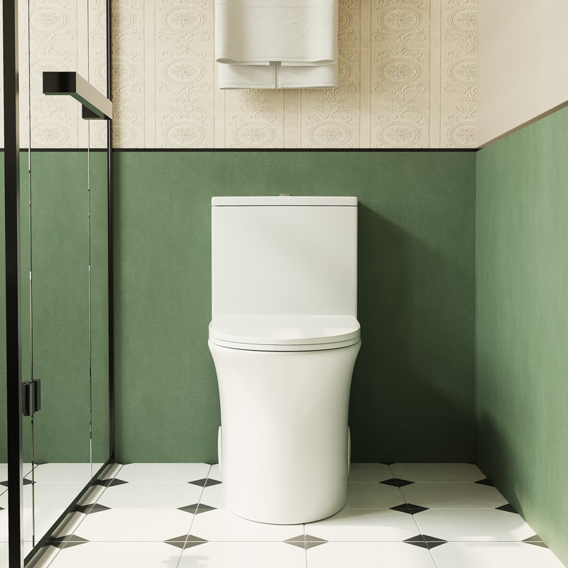 Antimicrobial Ceramic 1.1/1.6 GPF Elongated 29.5"H Comfort Height Floor Mounted One-Piece Toilet, Soft Seat Close, Stain Resistant, Scratch Resistant, Leak Resistant