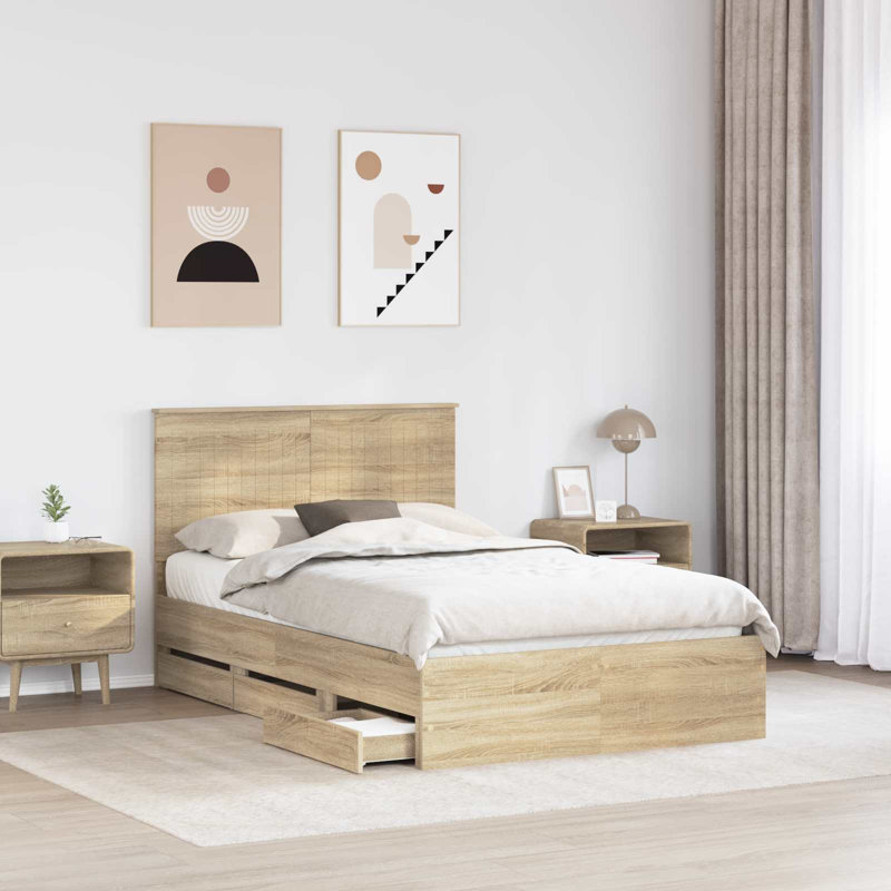 Bed, Small Double (4'), Sonoma Oak