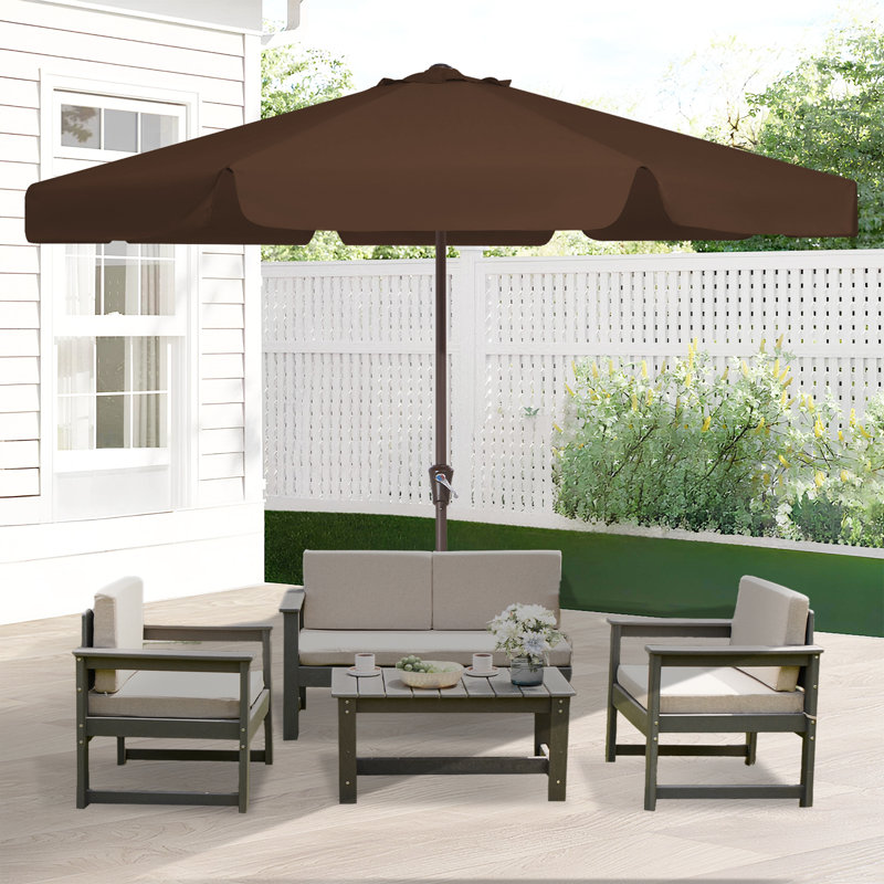 Parasol de marché pour patio extérieur, Brun, H 99,6 po x l 132 po x P 132 po