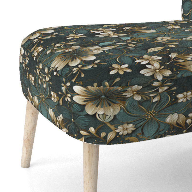 Chaise d'appoint décorative moderne et contemporaine à motif floral orné victorien doré I