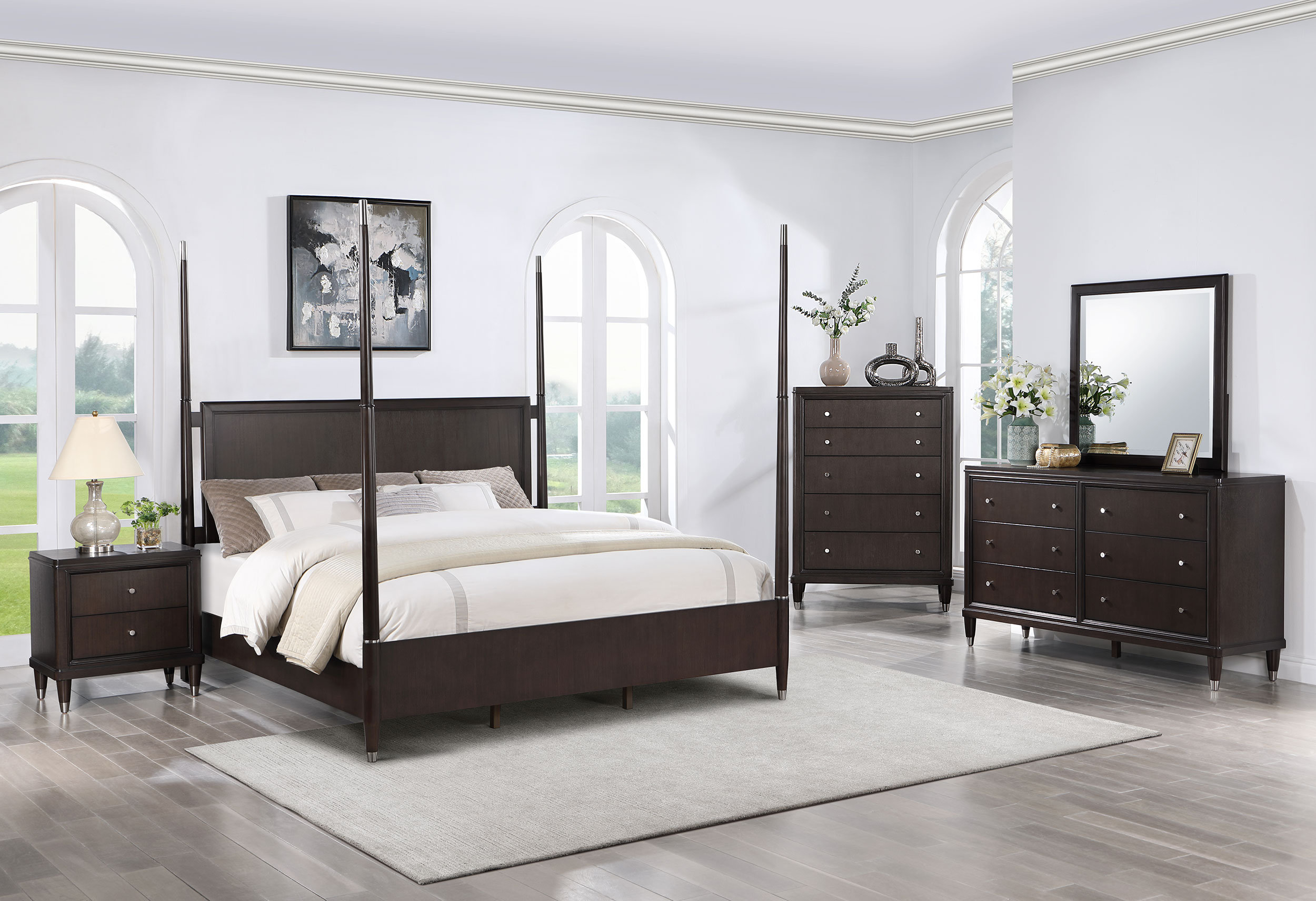 Corrigan Studio® Refined 5-Piece Set - Queen Bedroom Set Brown ...