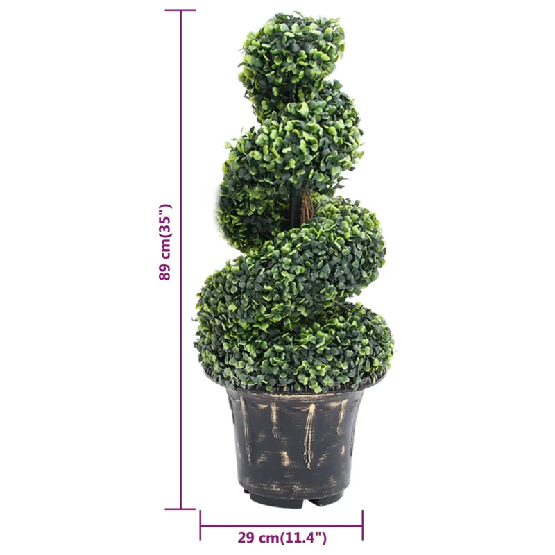 Faux Boxwood Plant in Pot, 89cm H x 29cm W x 29cm D