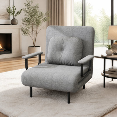 Mid-Century Modern Fabric Folding Sofa Lounger with High-Resilience Sponge