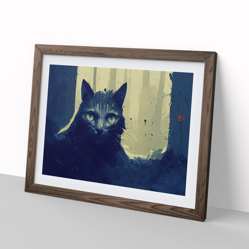 Cat Abstract - Framed Print, 46cm H x 64cm W x 2cm D, Walnut Framed