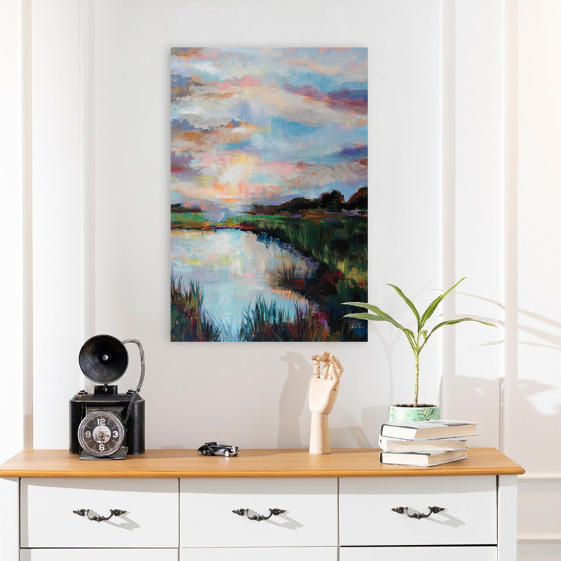 Blue And Bogs Ease Art, 24" H x 16" W