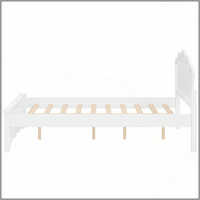 Lit plateforme double en bois avec tête de lit double, blanc