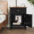Modern Farmhouse Nightstand Set with Drawer & Cabinet Storage - Contrast Wood Top-468676036