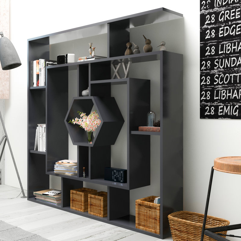134cm H x 134cm W Geometric Bookcase, Black