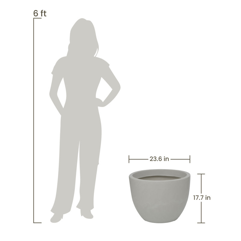 ECOBO Eco-Friendly Round Pot Planter, VicenzaIndoor/Outdoor use,Four Season Use, Off White, 17.7" H x 23.6" W x 23.6" D