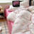 Cartoon Bowknot Comforter Set Pink Bow Tie Knot On White Princess Bedding Set Soft Home Cozy And Breathable Comforter Set-116091001