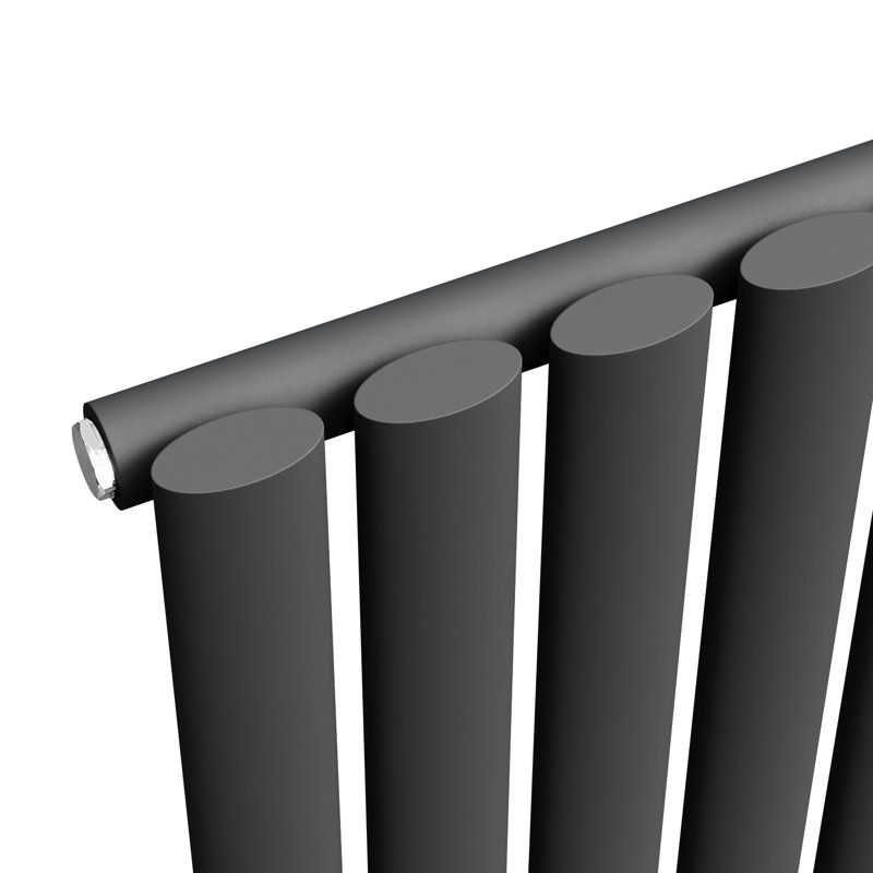 Tyra Vertical Oval Panel Radiators, Anthracite, 160cm H x 48cm W x 5.8cm D
