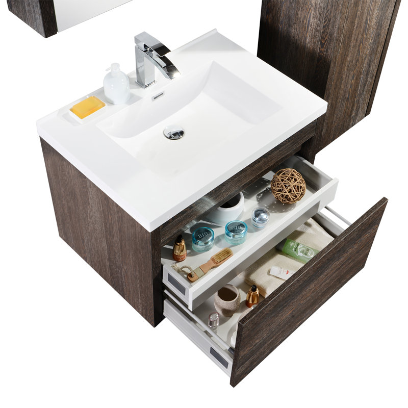 Hampden 24" Single Bathroom Vanity Set, Dark Oak