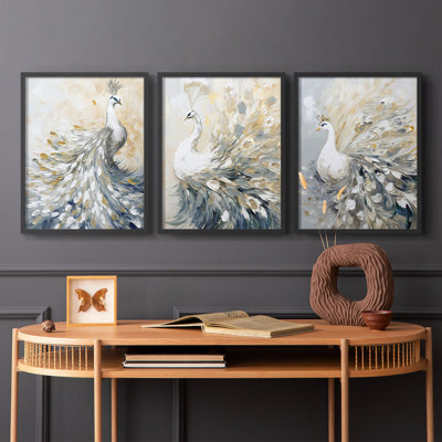 Peakcock  Series  LXXX  -Set Of 3 Framed Giclee Prints -Ready to Hang