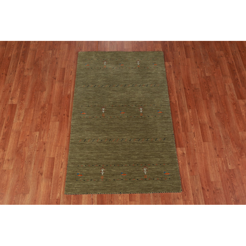 Green Gabbeh Indian Accent Rug 3x5