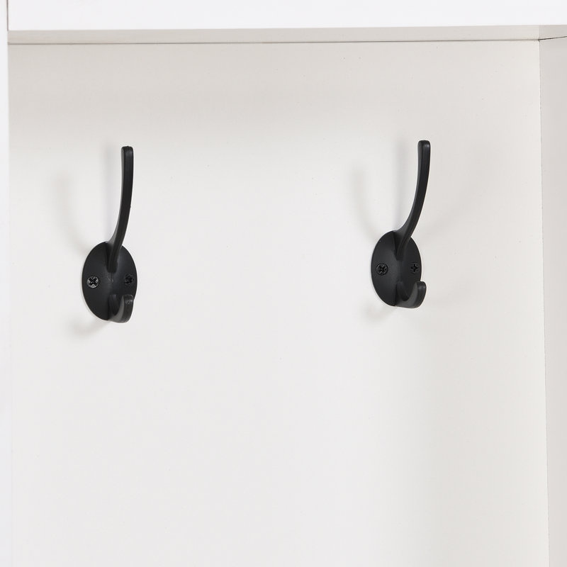 Arbre d'entrée de 66,92 po de largeur avec banc et rangement pour chaussures, White