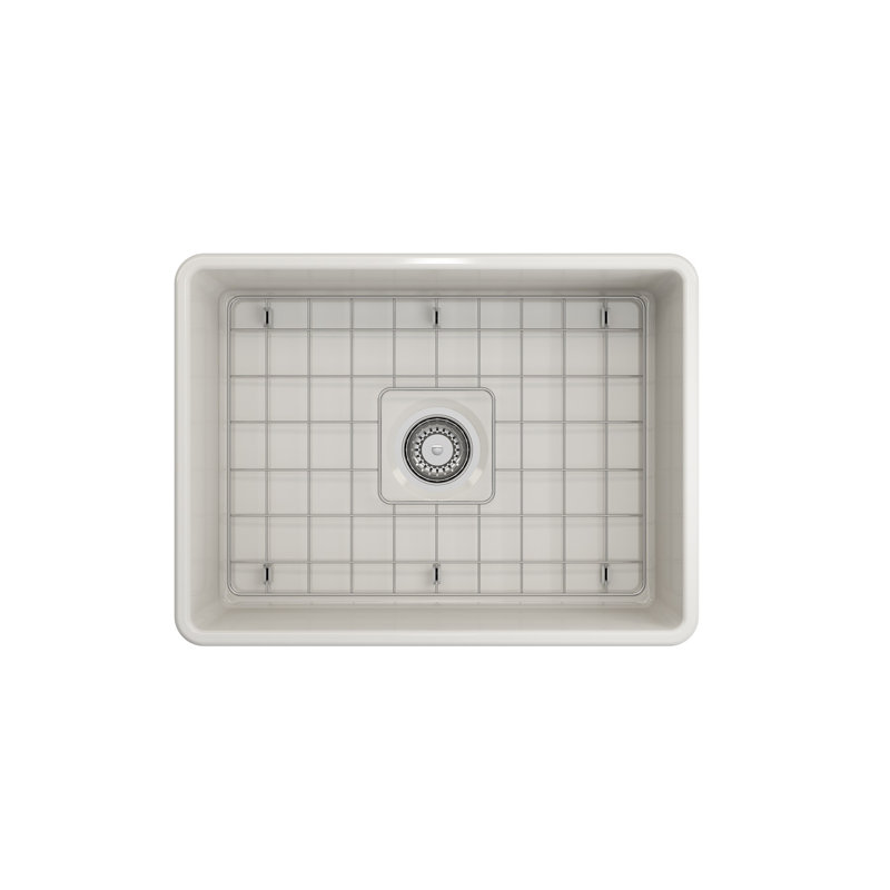 24'' L Fireclay Kitchen Sink, Biscuit