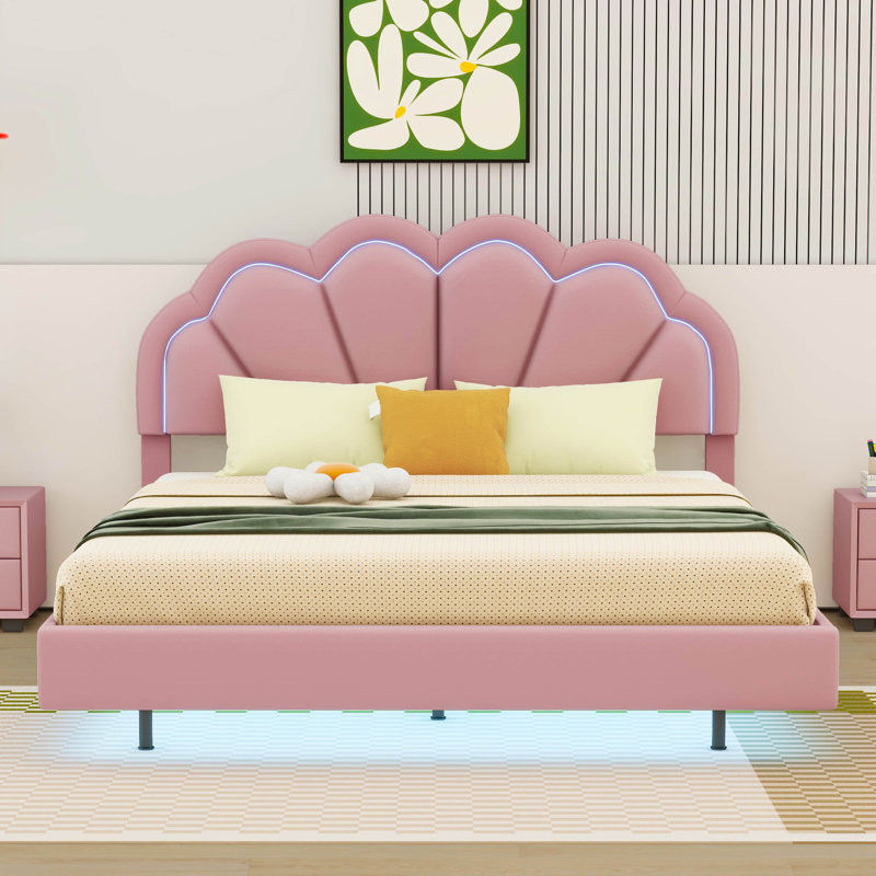 Upholstered Bed, Pink, Queen