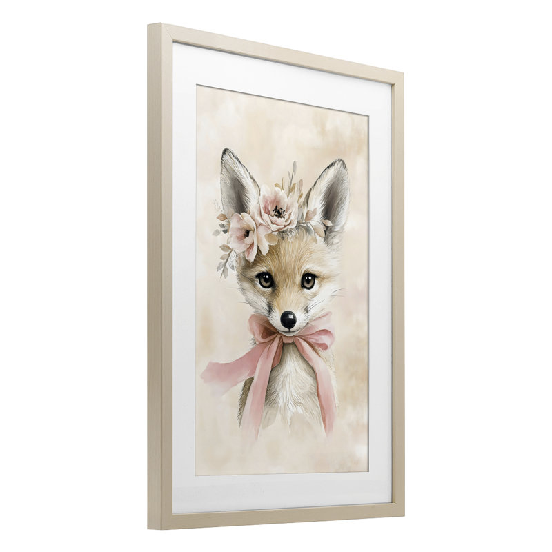 Doux bébé renard avec impression encadrée sous verre, par Creative Studio, H 20 po x l 14 po, Cadre de récolte en pin