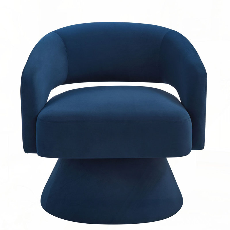 Fauteuil demi-tonneau pivotant rembourré en velours, Marine