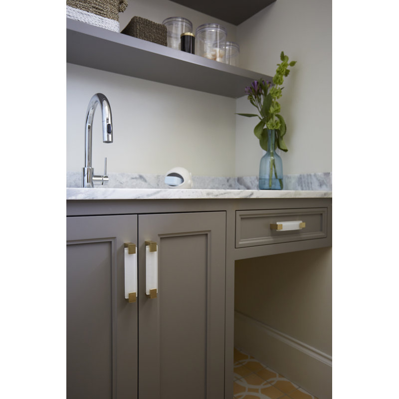 Affinity 5.625" Center to Center Bar Pull, Satin Brass/Slate Gray