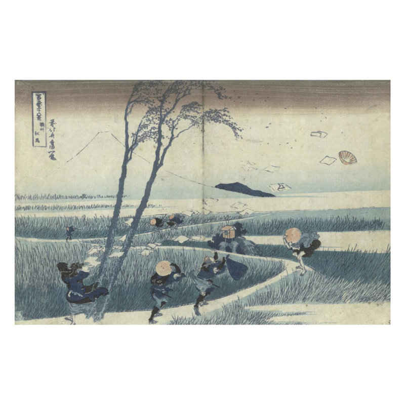 «A Sudden Gust of Wind» par Katsushika Hokusai - Estampe numérique, H 22 po x l 28 po