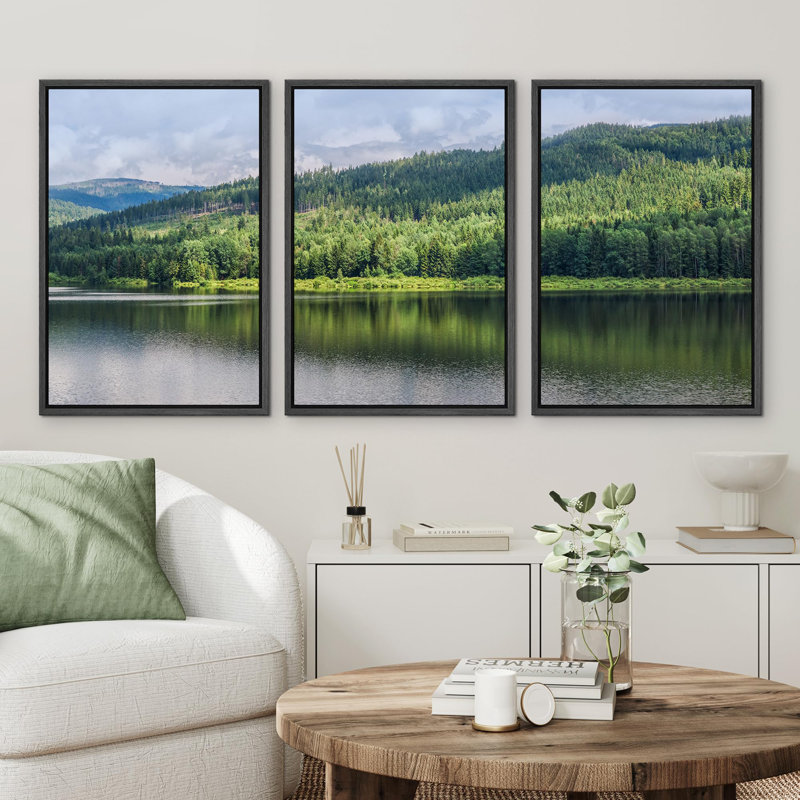 Nature, paysage, émeraude, vert, montagne, campagne, campagne, montagne, paysage, nature, moderne, décor, Cadre flottant noir
