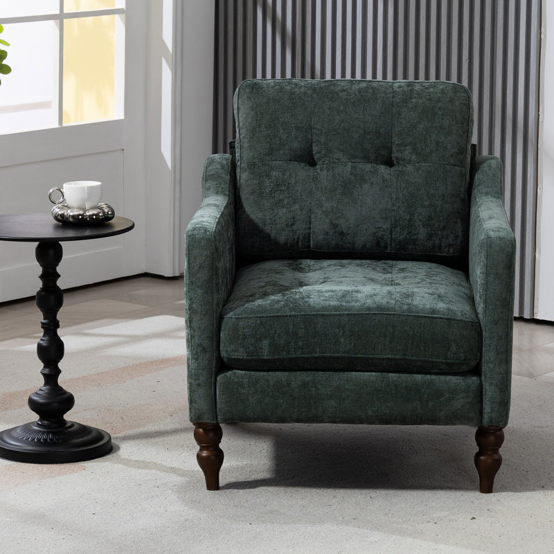 Simple confortable avec orifice latéral et rangement, rembourrage en coton PP, pieds en bois rétro de style nuage pour chaise de chambre à coucher foncé, rembourrage multicouche, salon de rangement