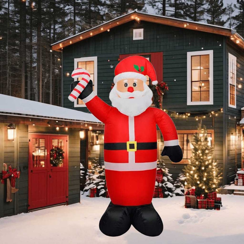 Décoration de Noël gonflable en plein air pour père Noël rouge, blanc, noir et tissu multicolore